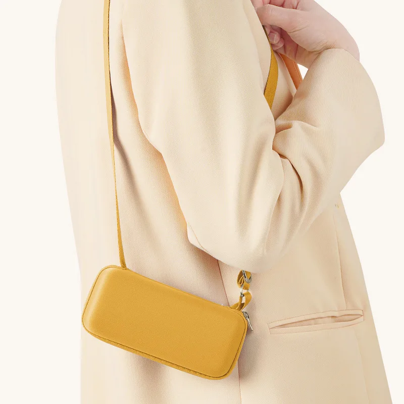 Flat Capsule Umbrella Mini 5-Fold UV Protection Sun and Rain Umbrella Portable Case with Shoulder Strap Black Coating Windproof