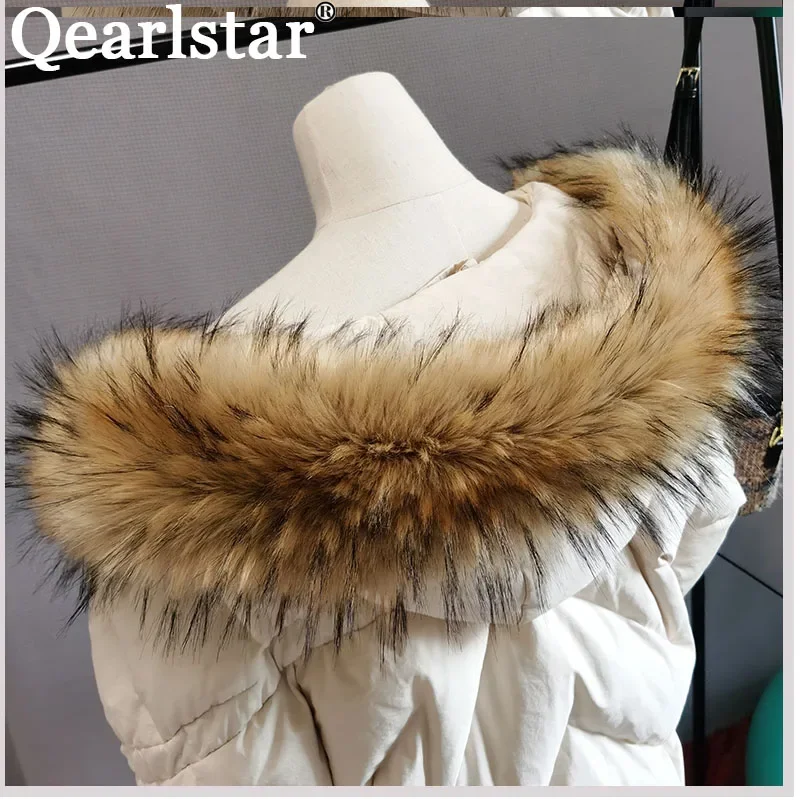 Real Raccoon Fur Collar For Kids Parkas Coats 50cm Natural fur Girl Boy Winter Jackets Scarves Long Warm Genuine Zxx55