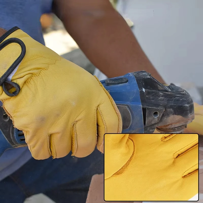 Premium Sheepskin Leather Work Gloves - Durable & Wear-Resistant for Safety and Versatility