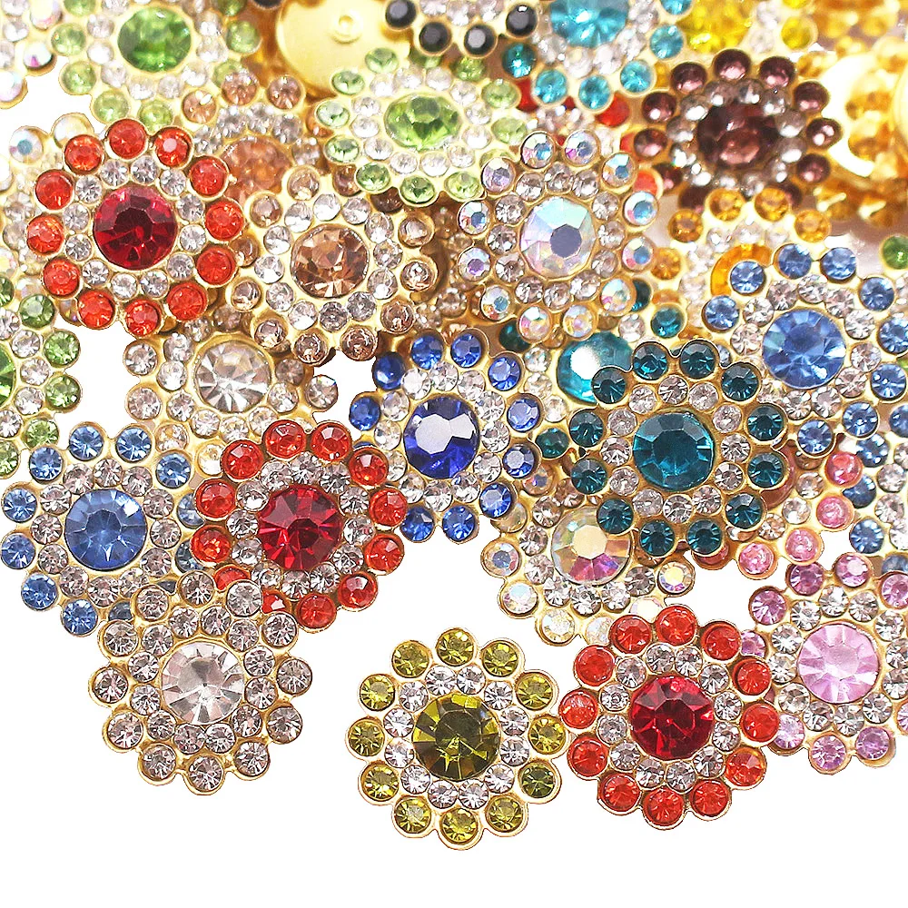 14mm Sonnenblumen klaue auf Strass steinen nähen tirm glänzende Kristalle Steine Gold basis Handarbeit Nähen Strass Accessoires Handwerk Edelsteine