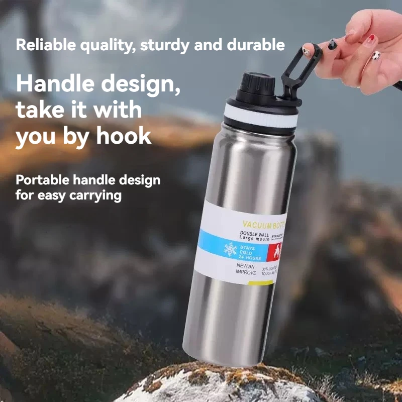 Premium Stainless Steel Insulated Thermos Bottle - 800/1000ML - Durable Outdoor Sports Thermal Mug with Hot & Cold Retention