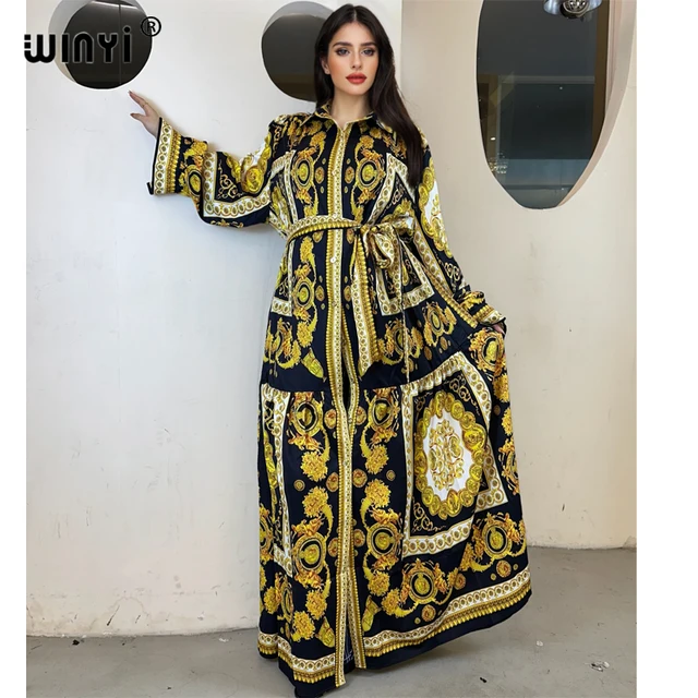 WINYI haute qualité robes musulmanes pour femme robe maxi imprimé fleuri caftan abaya dubaï luxe été bohème robe de soirée 1