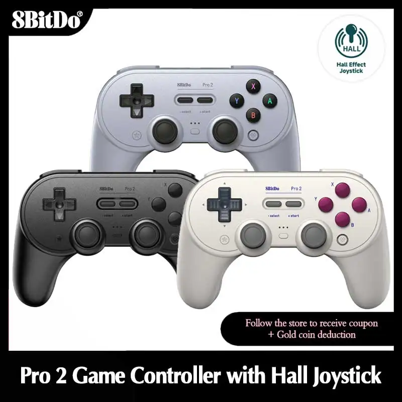 

8Bitdo Pro2 Bluetooth Game Controller Wireless Gamepad with Hall Effect for Nintendo Switch,Pc,MacOS,Android,Steam,Raspberry Pi