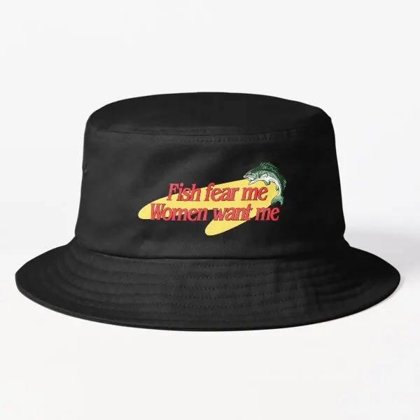 

Fish Fear Me Women Want Me Bucket Hat F2Mens Outdoor Casual Caps Women Boys Fish Sport Fishermen Spring Sun Hip Hop