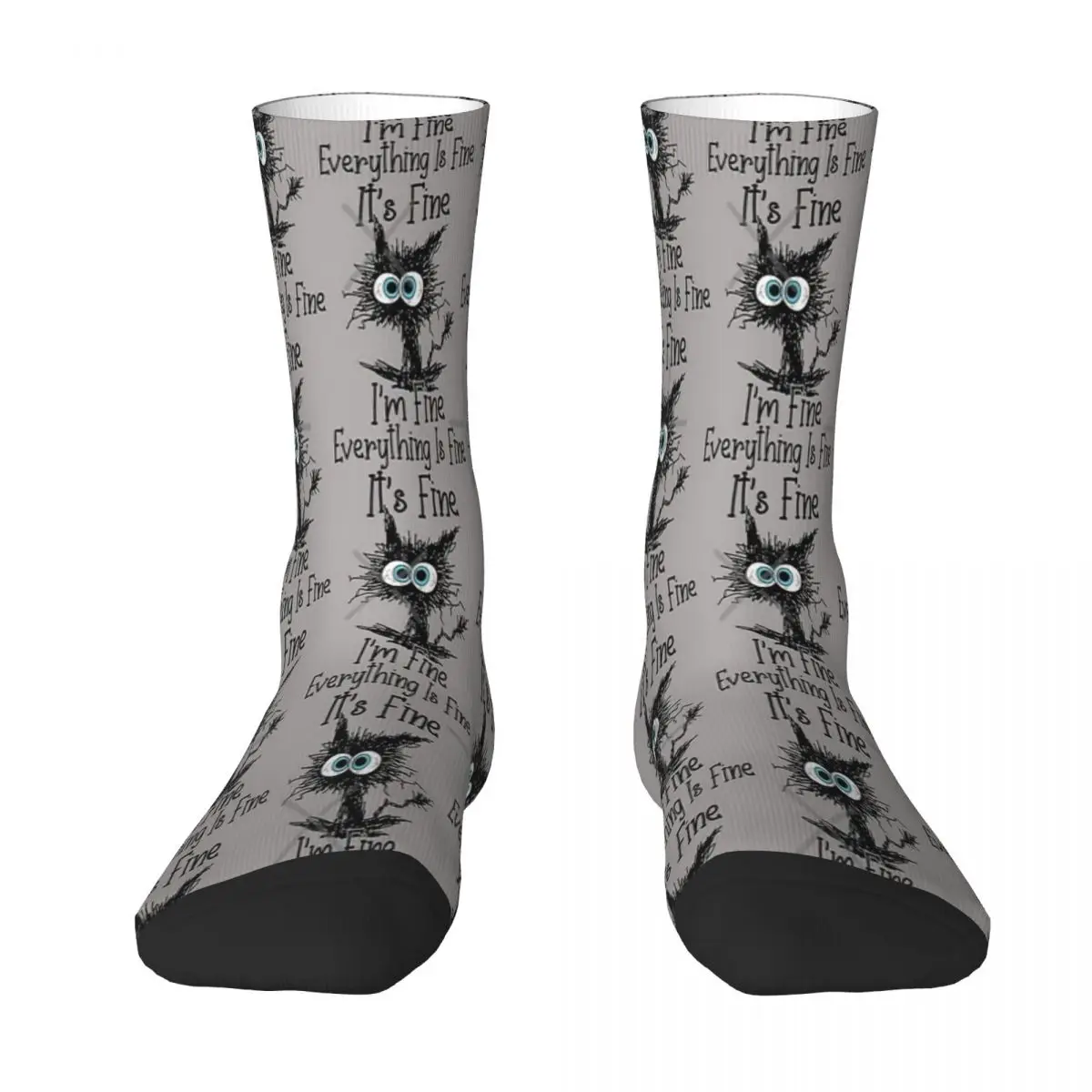 

It's Fine I'm Fine Everything Is Fine Funny Cat Men Socks Cotton Breathable Long Socks Sox Outdoor Sports