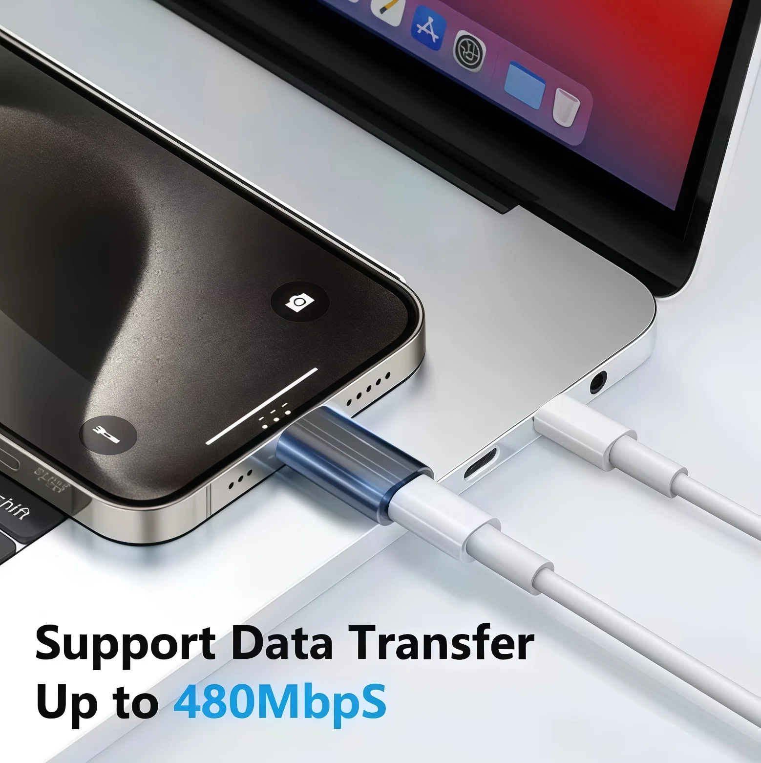 라이트닝(여성) to USB C(남성) 충전 어댑터 아이폰 15 프로 맥스 플러스 아이패드 타입 C to 8핀 충전 데이터 동기화 커넥터