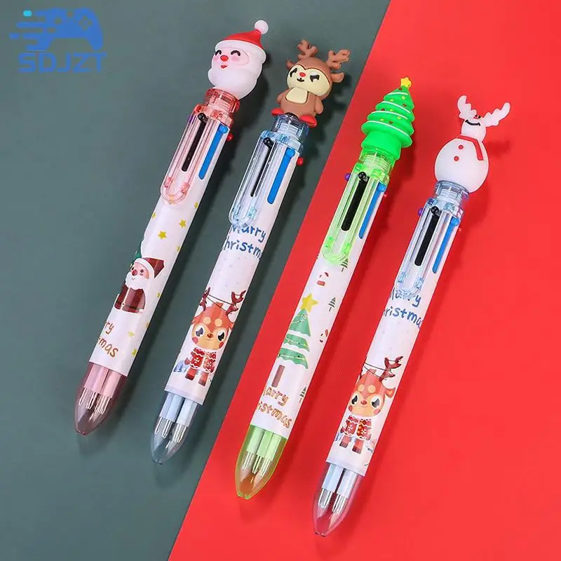 

Cartoon Santa Claus Xmas Tree Six Color Ballpoint Pen Merry Christmas Gift Stationery Writing Tool Office School Supply Souvenir