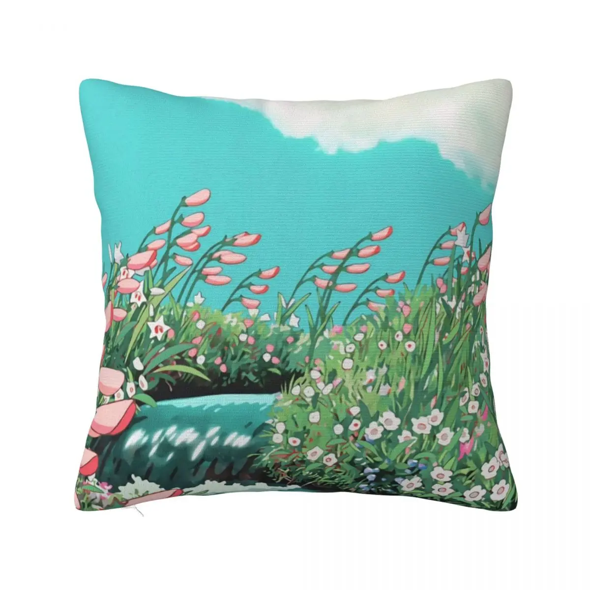 

Anime Flowers in the river Scenery Throw Pillow Cushions Cover Sofa Cushion Cover pillowcases for sofa cushions