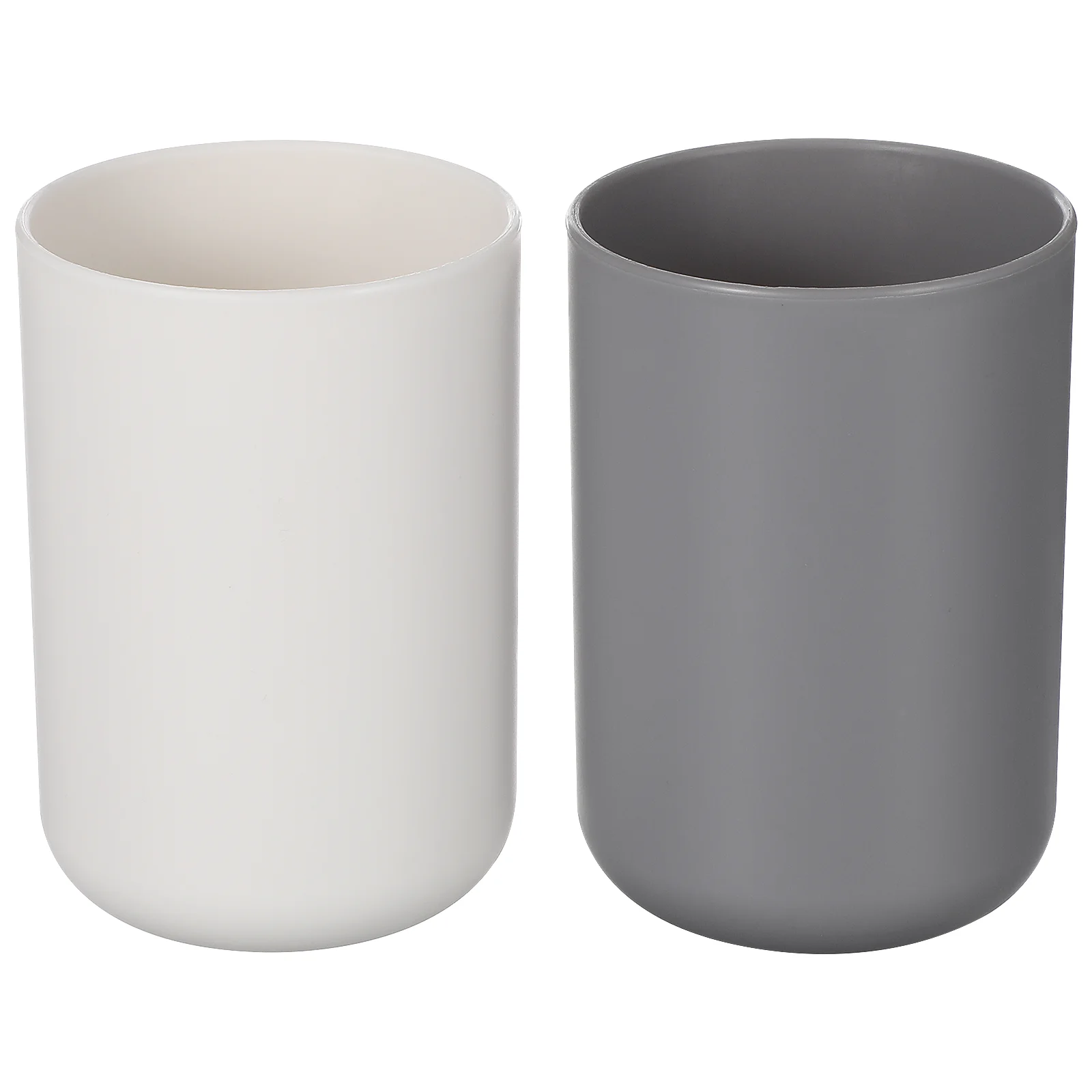 

2pcs Cup Creative Toothpaste Holder Tumbler Japanese Style Simple Cup for Home Bathroom ( White and Grey )