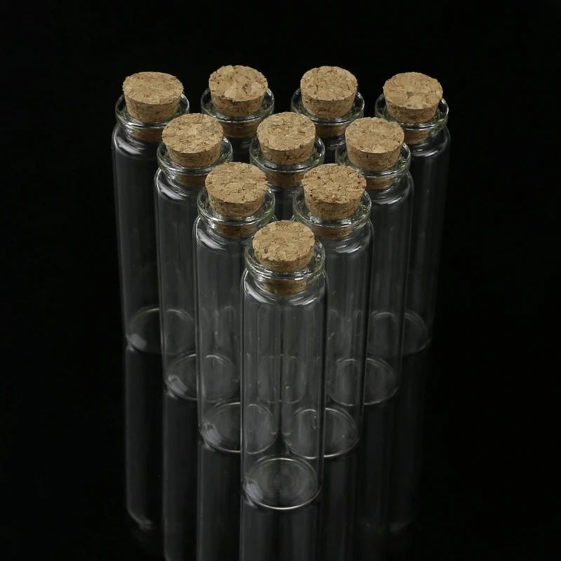 

10pcs Mini Glass for Wish Bottle Vial with Cork Stopper Storage Pendant 20mL
