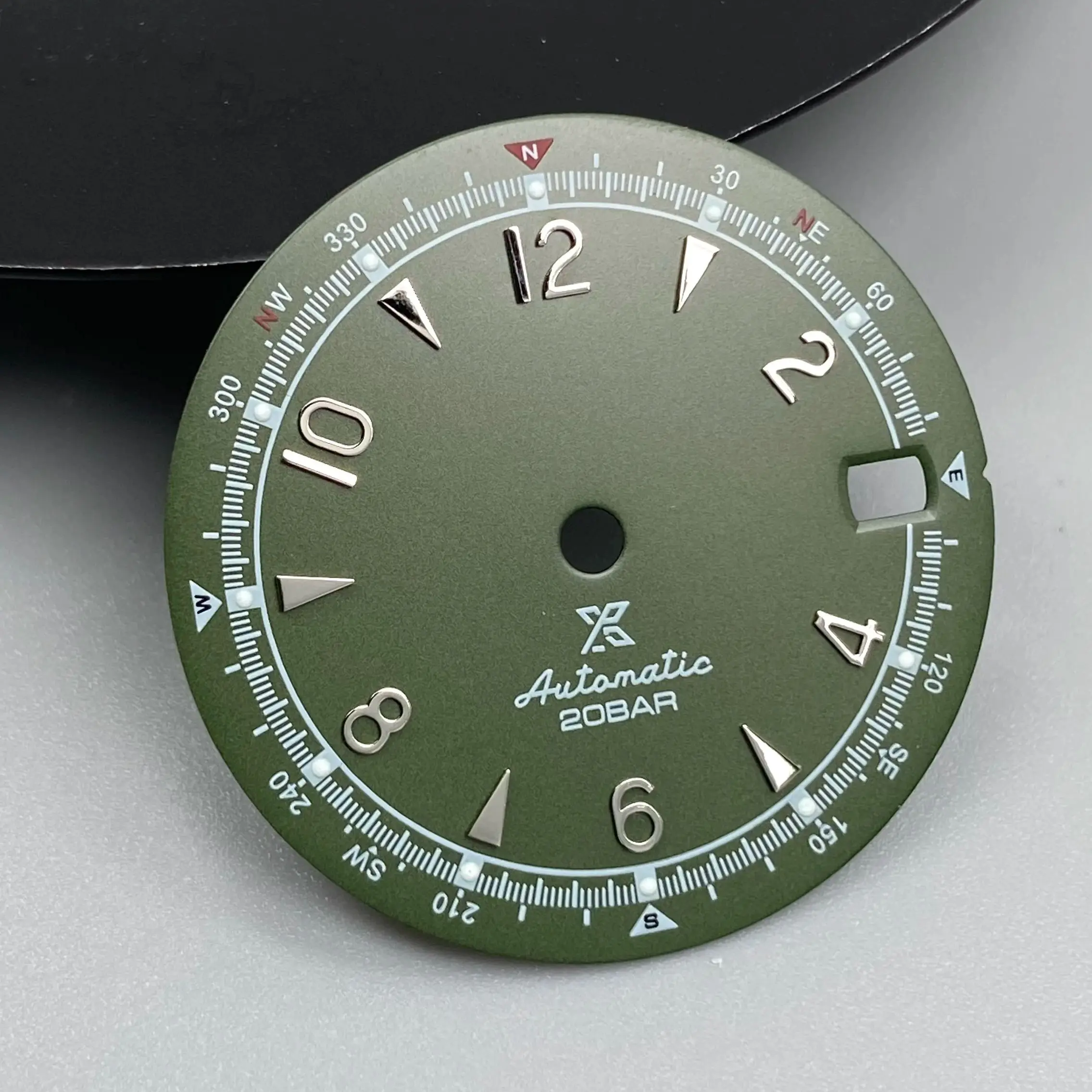 Vintage Olive Green Luminous Watch Dial - 28.5mm Watch Face Accessories