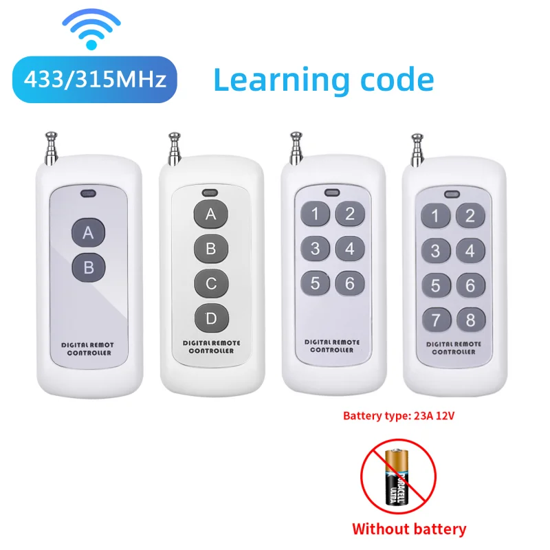 

433MHz Remote Control Learning Code 1527 Long Range Wireless Presenter Controller Transmitter RF Module ABCD2/4/6/8 Keys 315MHz