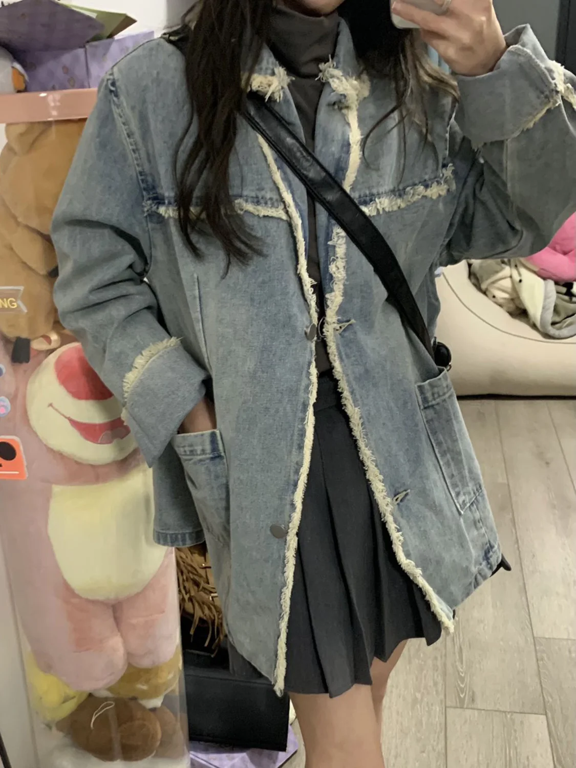 

Stylish And Versatile Spring Jacket For Women 2023: American Vintage Loose Fit Water Washed Frayed Denim Cardigan