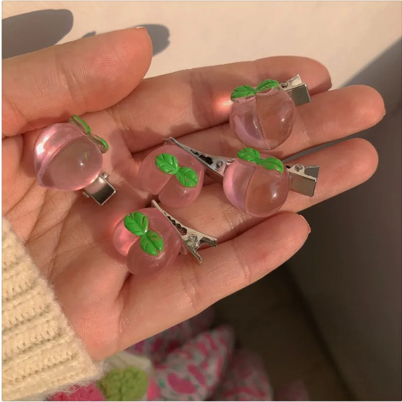 Small Bow Hairpins Cute Peach Rose Headwear Hair Accessories Girl Side Bangs Clip Sweet Hair Clips Headdress Jewelry