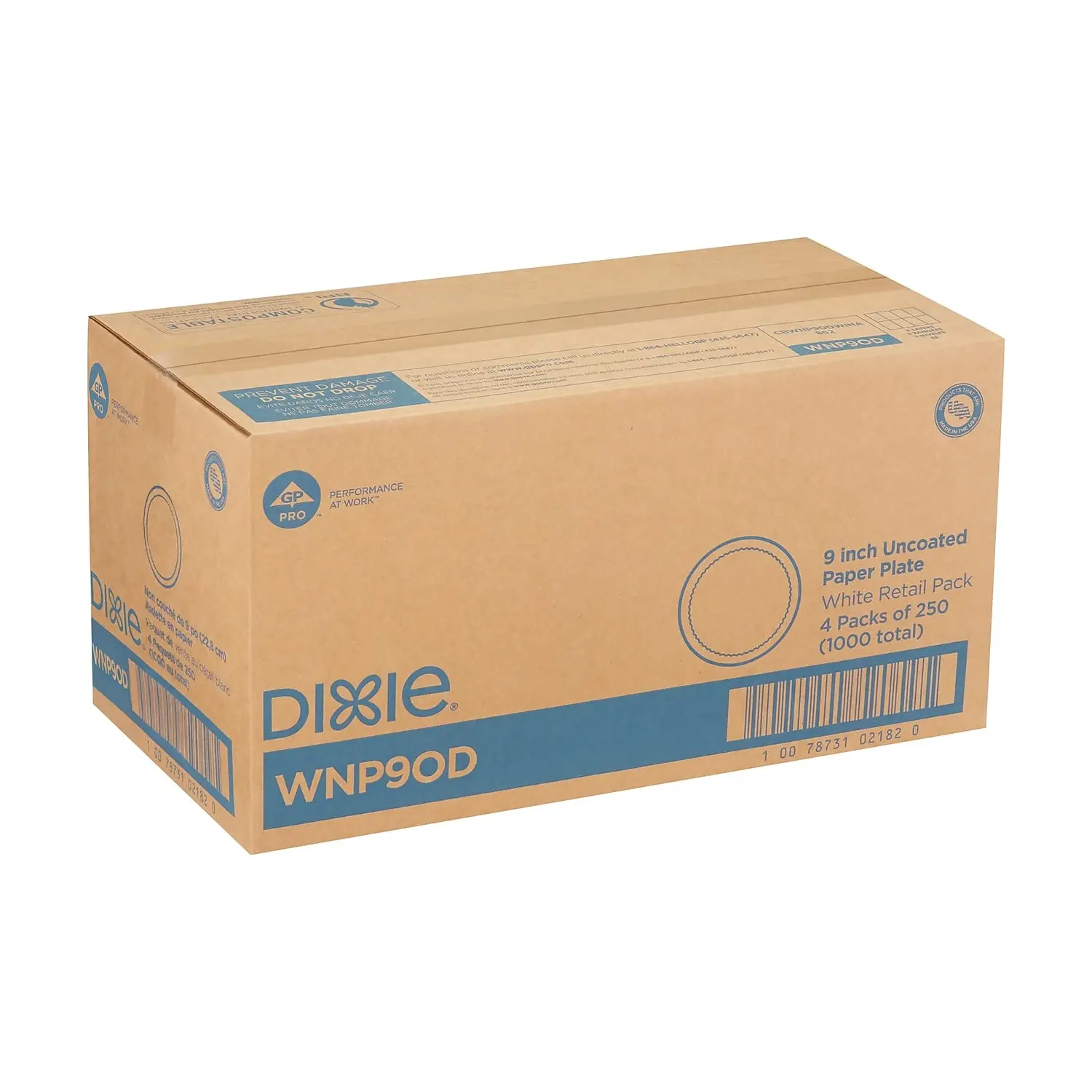 Georgia-Pacific Dixie 9'' Light-Weight Paper Plates by GP PRO (Georgia-Pacific)1,000 Count (250 Plates Per Pack4 Packs Per Case)