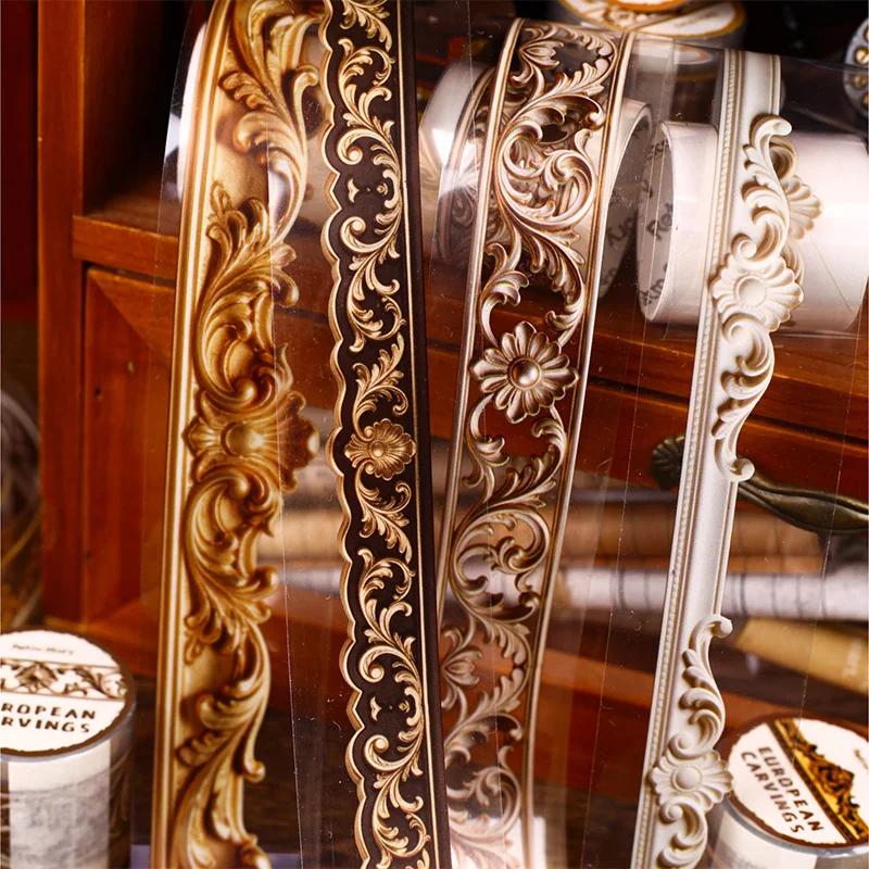 6롤 - 유럽풍 레트로 조각 DIY 창의적인 콜라주 장식 PET 테이프