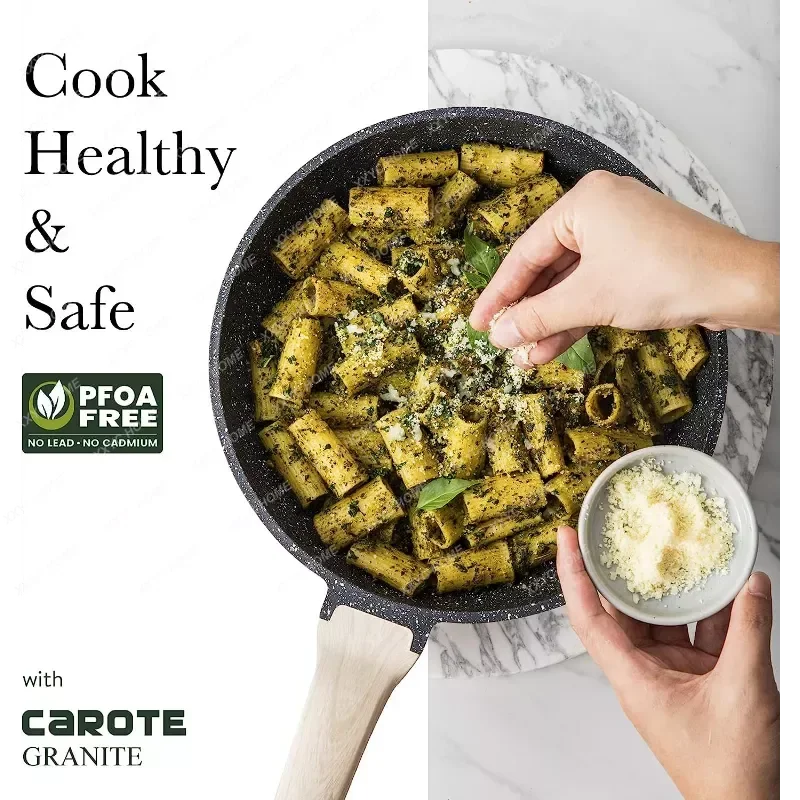 CAROTE 12pcs Nonstick Cookware Set, Heavy-duty Pots and Pans Set