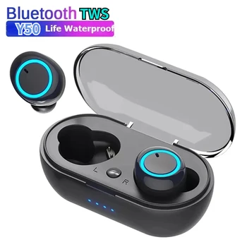 Y50 TWS Auricolari Bluetooth Auricolare wireless IPX7 Auricolari per bassi profondi impermeabili Cuffie stereo wireless reali Auricolari sportivi 1