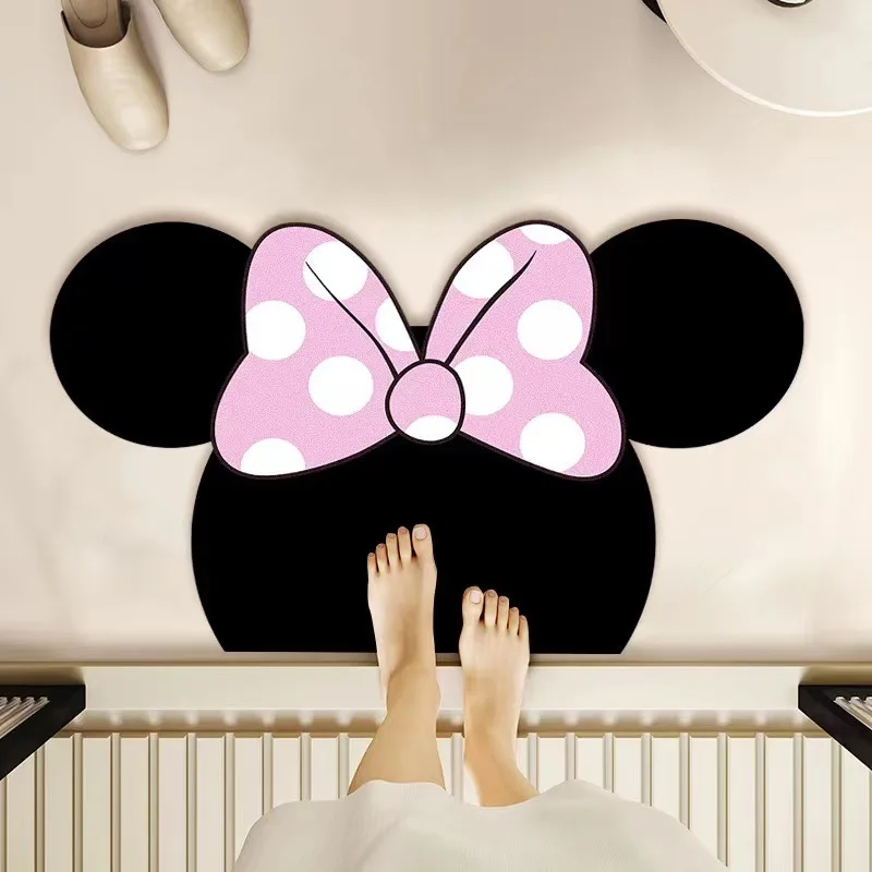 Floor Mat Disney Mickey Minnie Carpets Cartoon Cute Diatom Ooze Floor Mat Kitchen Bath Anti Slip Water-Absorbing Quick-Drying Carpets