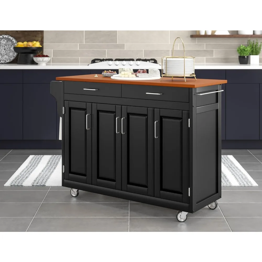 Create-a-Cart White 4 Door Cabinet Kitchen Cart with Stainless Steel Top by Home Styles 6