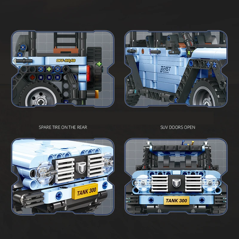 58126 기술 중국 만리장성 자동차 빌딩 블록, 자동차 시리즈, 탱크 300 차량 브릭 풀백 장난감 컬렉션, 남아용 선물