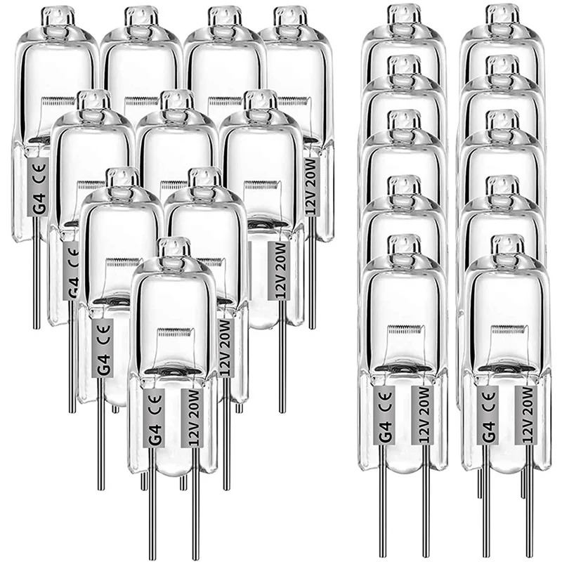 200 Pcs G4 할로겐 전구, 20W 12V 할로겐 전구 2 핀 투명 램프 전구, 밥솥 조명, 신호등, Track-B51B