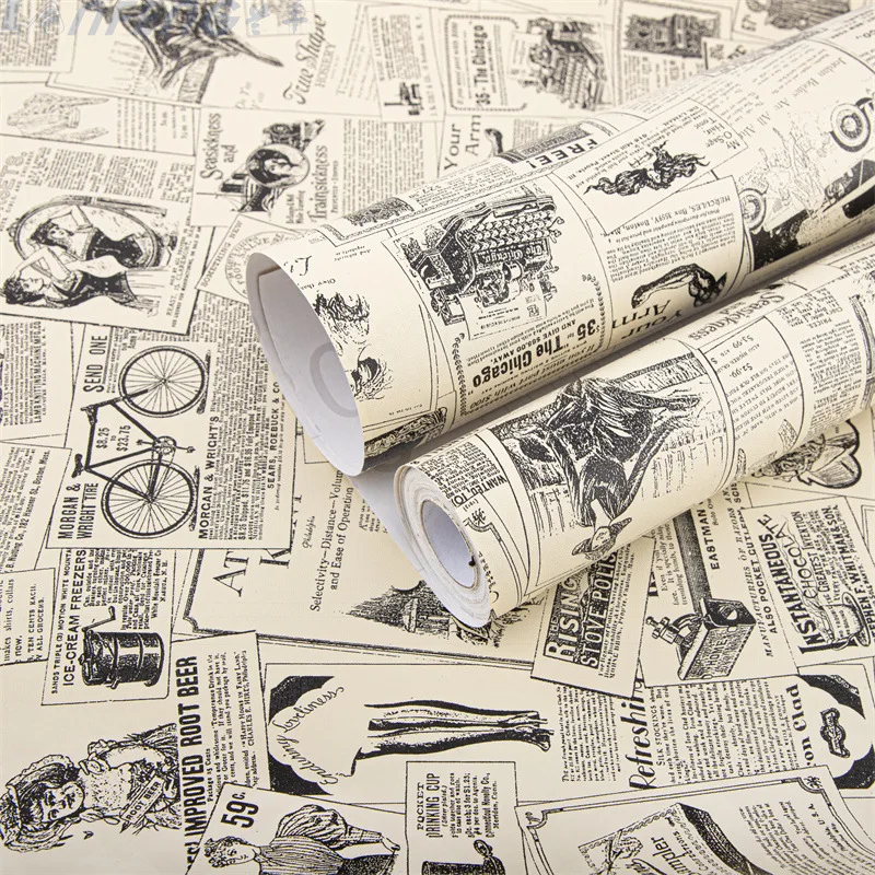 

Retro Newspaper Pvc Wallpaper Tv Background 3D Wall Stickers Renovation Self-Adhesive Wallpapers Wall Papers Home Decor
