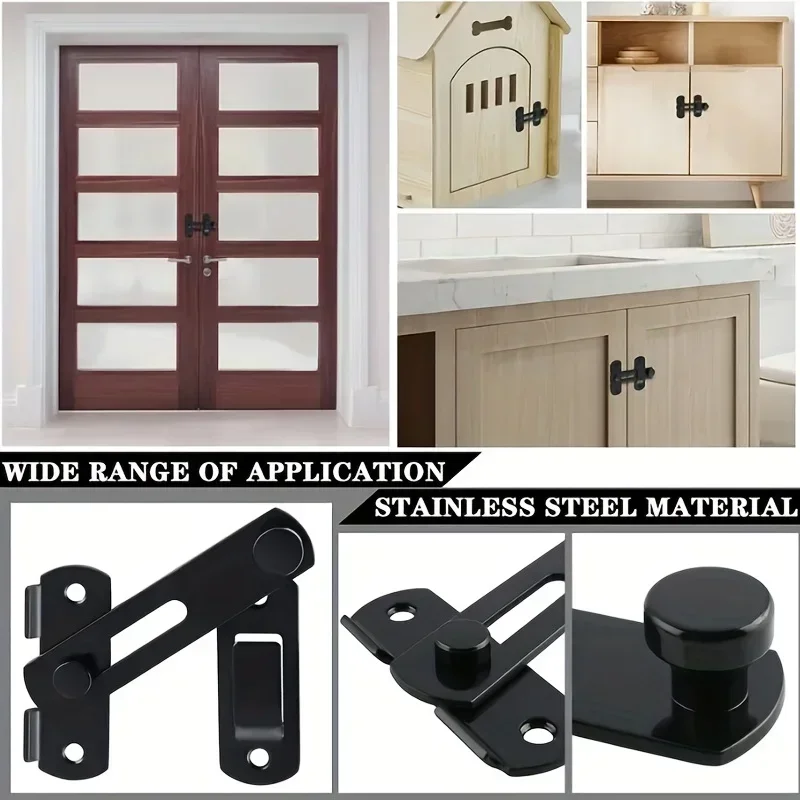 Door Lock Guard Latch Bolt 1-5PCS 180 Degree Stainless Steel Latch Sliding barn Door Security Hardware For Window Cabinet Home door latch