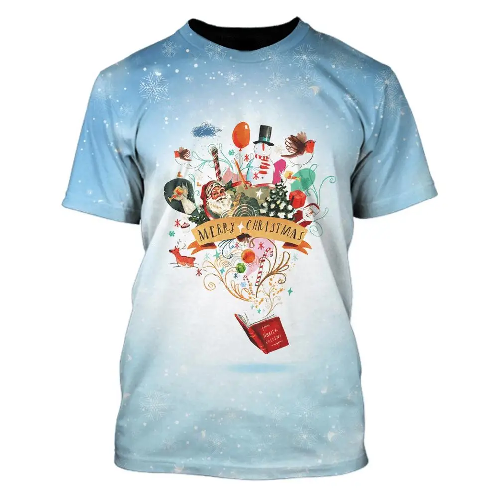 

Christmas Men's T Shirt O-Neck Cosplay Men's Clothing 3D Print Casual Short Sleeve Tees Oversized Hip Hop Streetwear