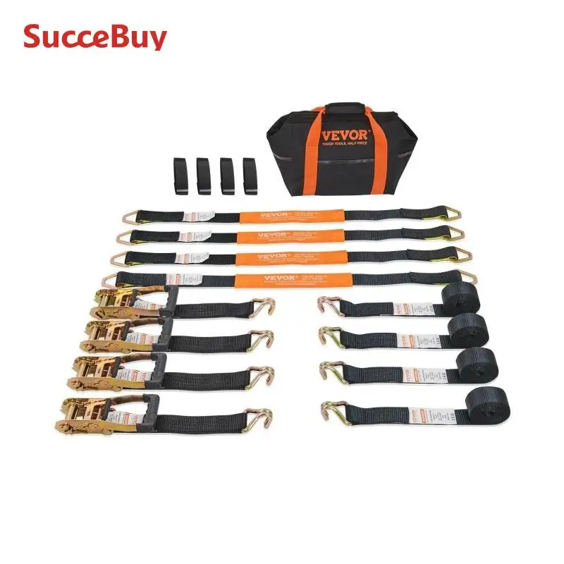 Ratchet Strap Tie Down Cargo Belt Metal Buckle Rope Tensioner Lashing 4pcs for Luggage Car motorcycle
