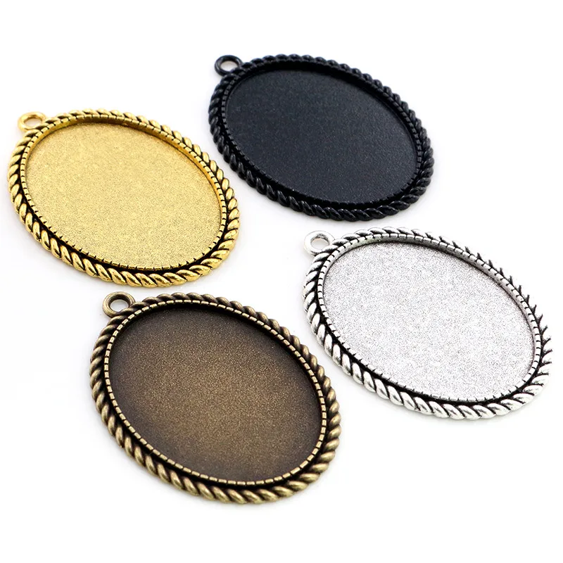 Neue Mode 5 stücke 30x40mm Innere Größe Antike Silber Überzogene Bronze Und Schwarz Einfache Stil Cabochon Basis einstellung Anhänger