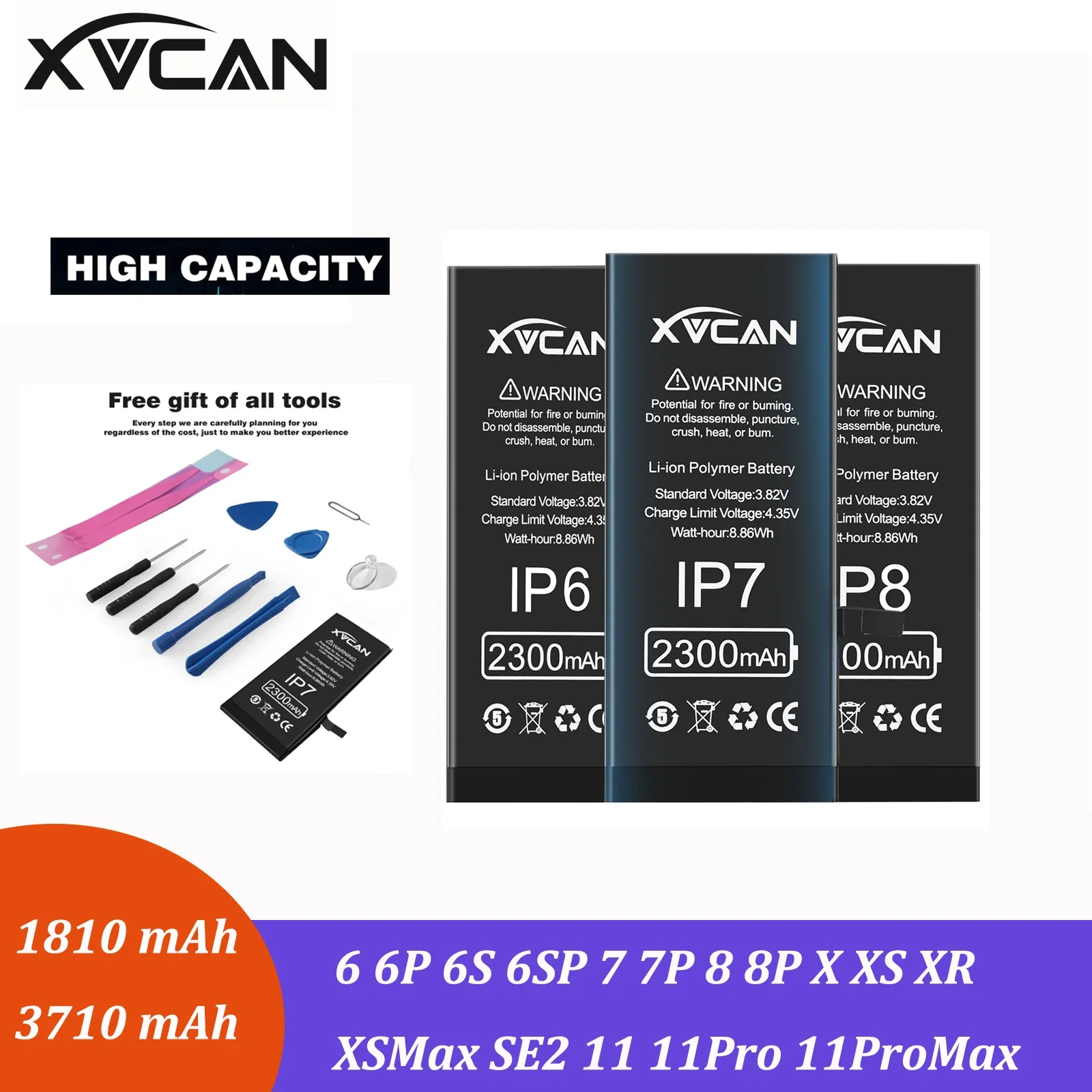 

100% Новый оригинальный телефон XVCAN аккумулятор для Apple iPhone 6 6S 7 8 Plus X XS SE2 11 Pro MAX XR реальная Высокая емкость Прямая поставка
