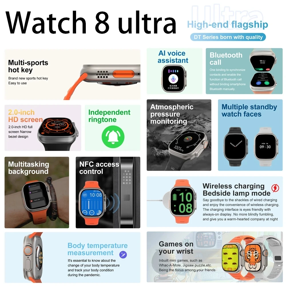   Ʈ ġ, Iw8 Ʈ ƽ Ʈ ġ ø 8, 49mm ƼŸ ձ ٵ, 2.0 ġ Ƽ ũ, BT ȭ, NFC ECG IP68
