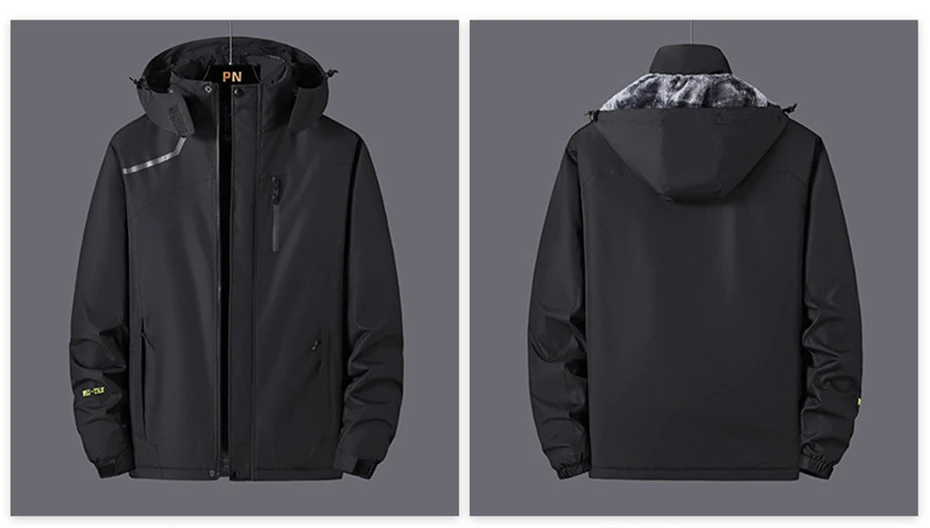 Description Picture 6 of itemMens Windbreaker Jacket Plus Size 6XL Waterproof Coat Spring Autumn Fleece Jackets Coats Male Outdoor Outerwear Solid Color