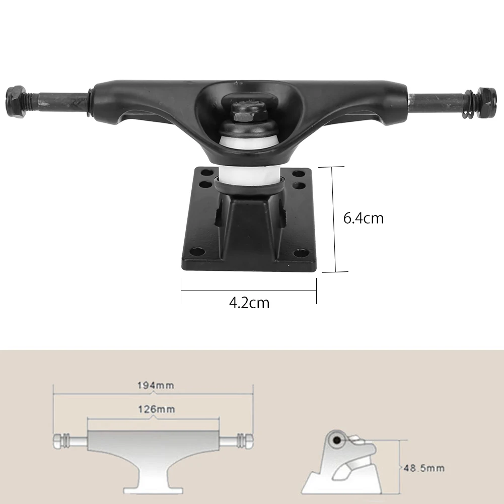 2 Stück 4–8 Zoll große professionelle Skateboard-Trucks aus Aluminium-Magnesium-Legierung | Schwarze Skateboard-Trucks | Skateboard-Zubehör – Detail 8