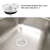 Food Waste Stopper Spin Lock Sink Drain Strainer 3.1" Dia White Black Plastic 2