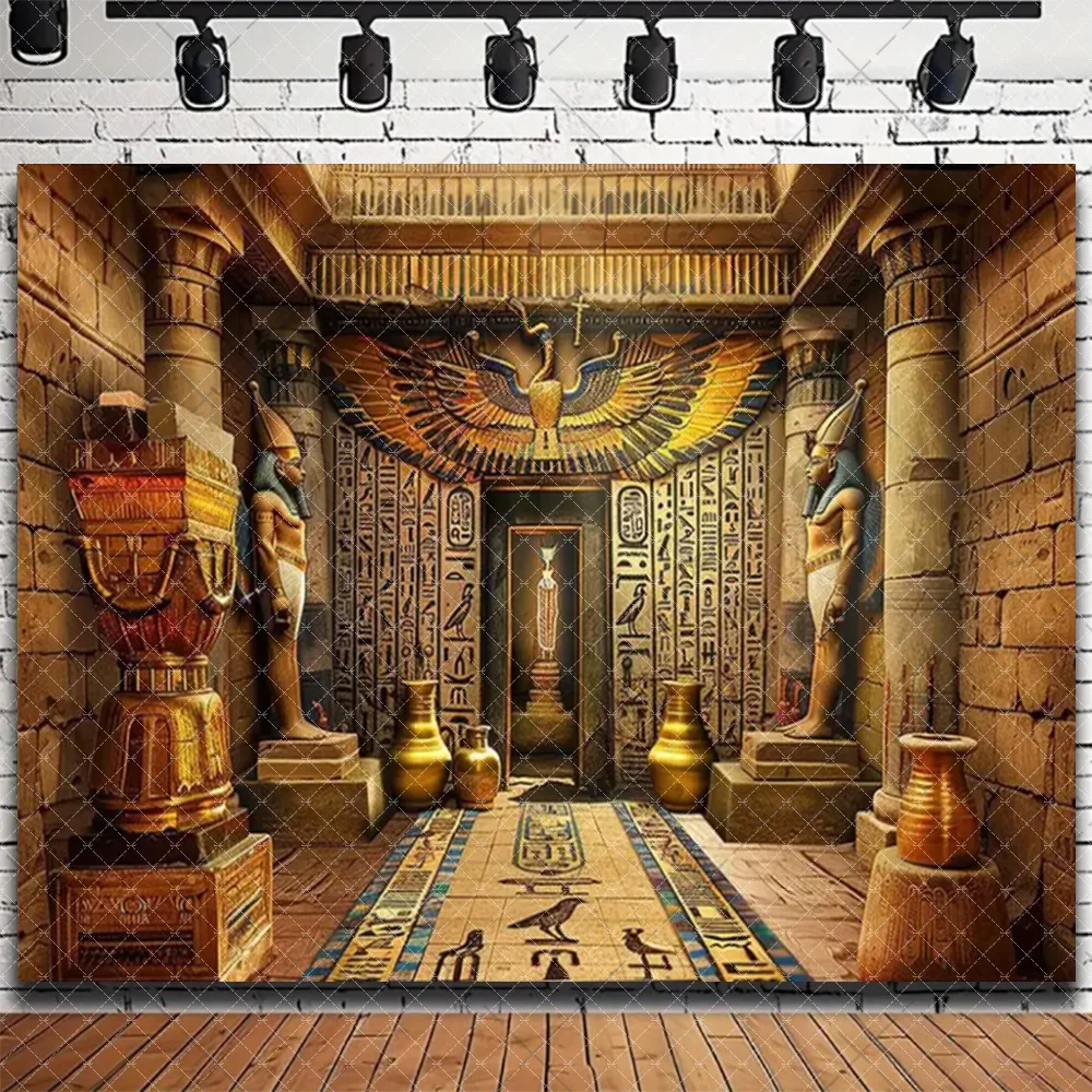 Retro Ägyptische Landschaft Poster Tuch Ägypten Papyrus Pharao Charakter Hieroglyphen Hintergrund Party Dekorationen Wohnzimmer Dekor – Detail 20