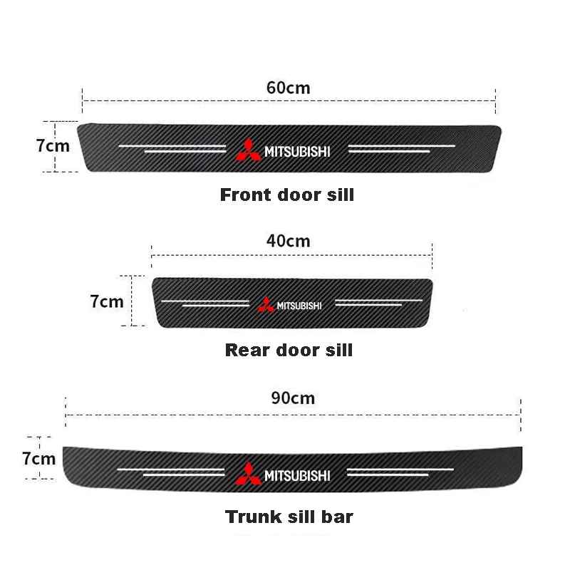 Autocollants de seuil de porte de voiture en fibre de carbone, autocollants automatiques, éraflure pour Mitsubishi ASX Lancer Pajero Outlander L200