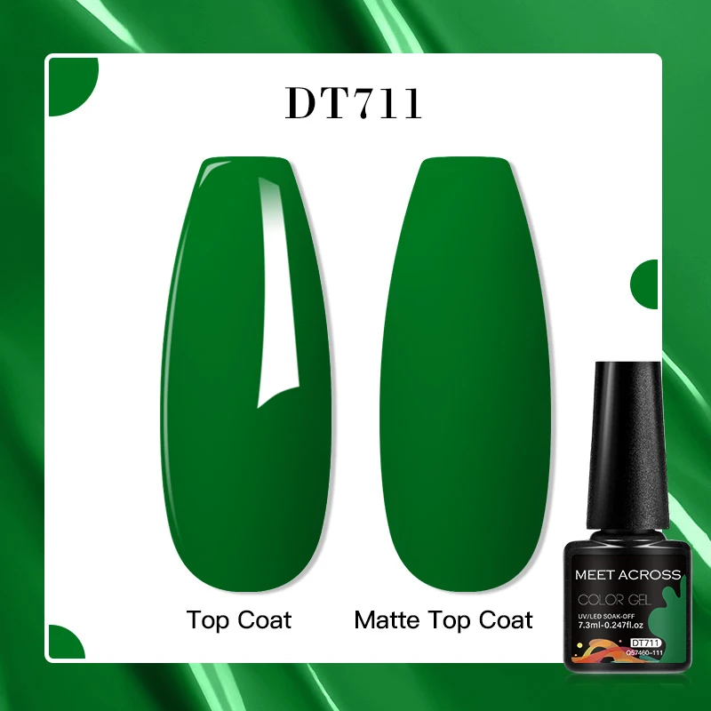 MEET ACROSS 7.3ml Gel Nail Polish Vernis Summer Simple Green Series UV Gel Nail Varnish Semi Permanent Nail Art Manicure 6