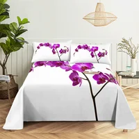 Beautiful Flower 0.9/1.2/1.5/1.8/2.0m Digital Printing Polyester Bed Flat Sheet With Pillowcase Print Bedding Set 2