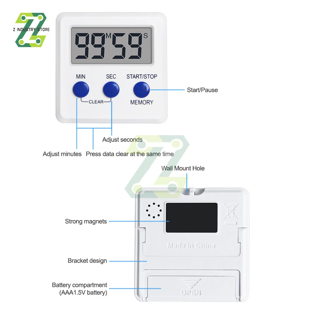 Enhanced Digital Timer with LED Display - Versatile for Kitchen, Sports, Study, and More