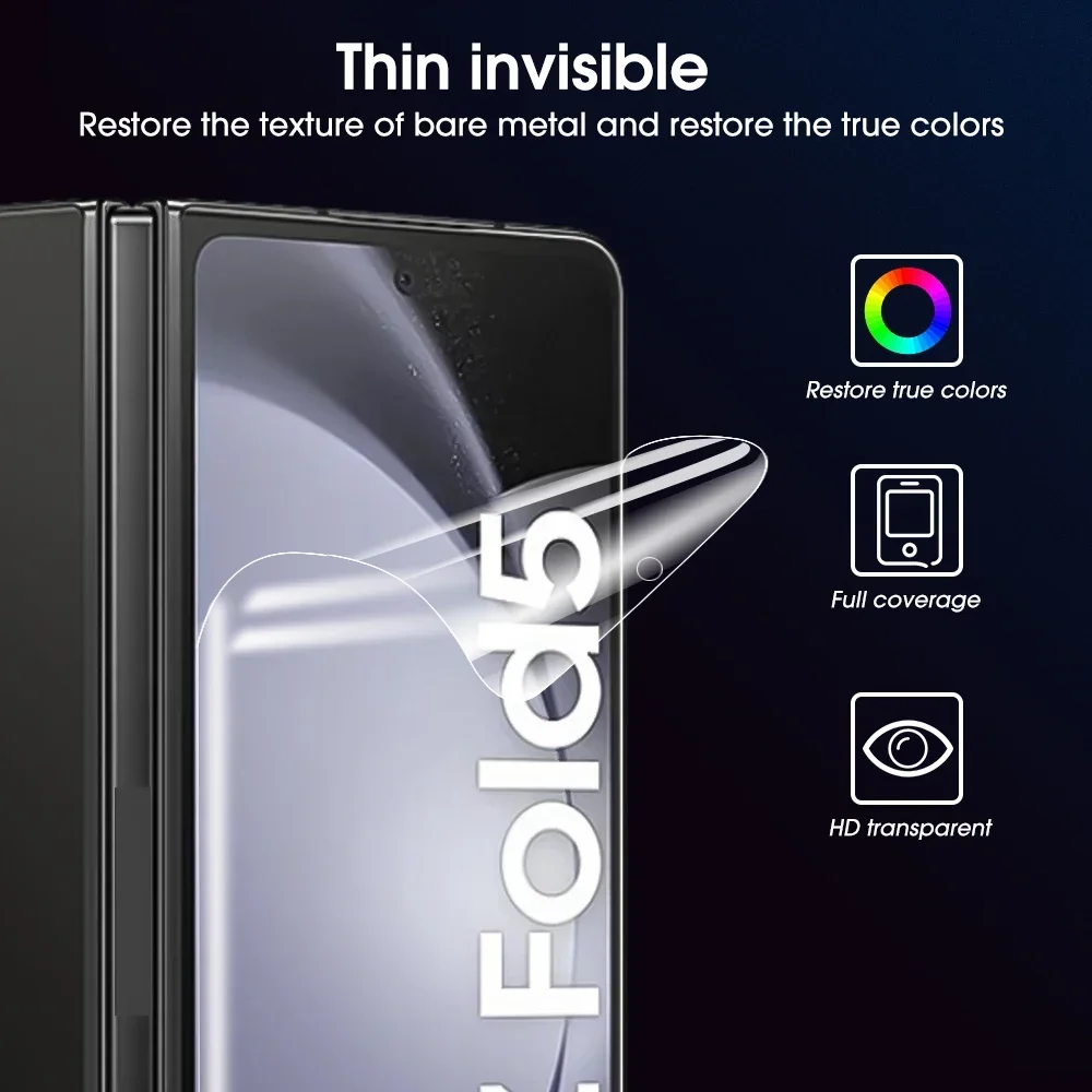 Fold7 Pellicola idrogel morbida a copertura totale per Samsung Galaxy Z Fold 5 6 7 HD Protezione schermo trasparente Protezione galss temperata per fotocamera - immagine 2