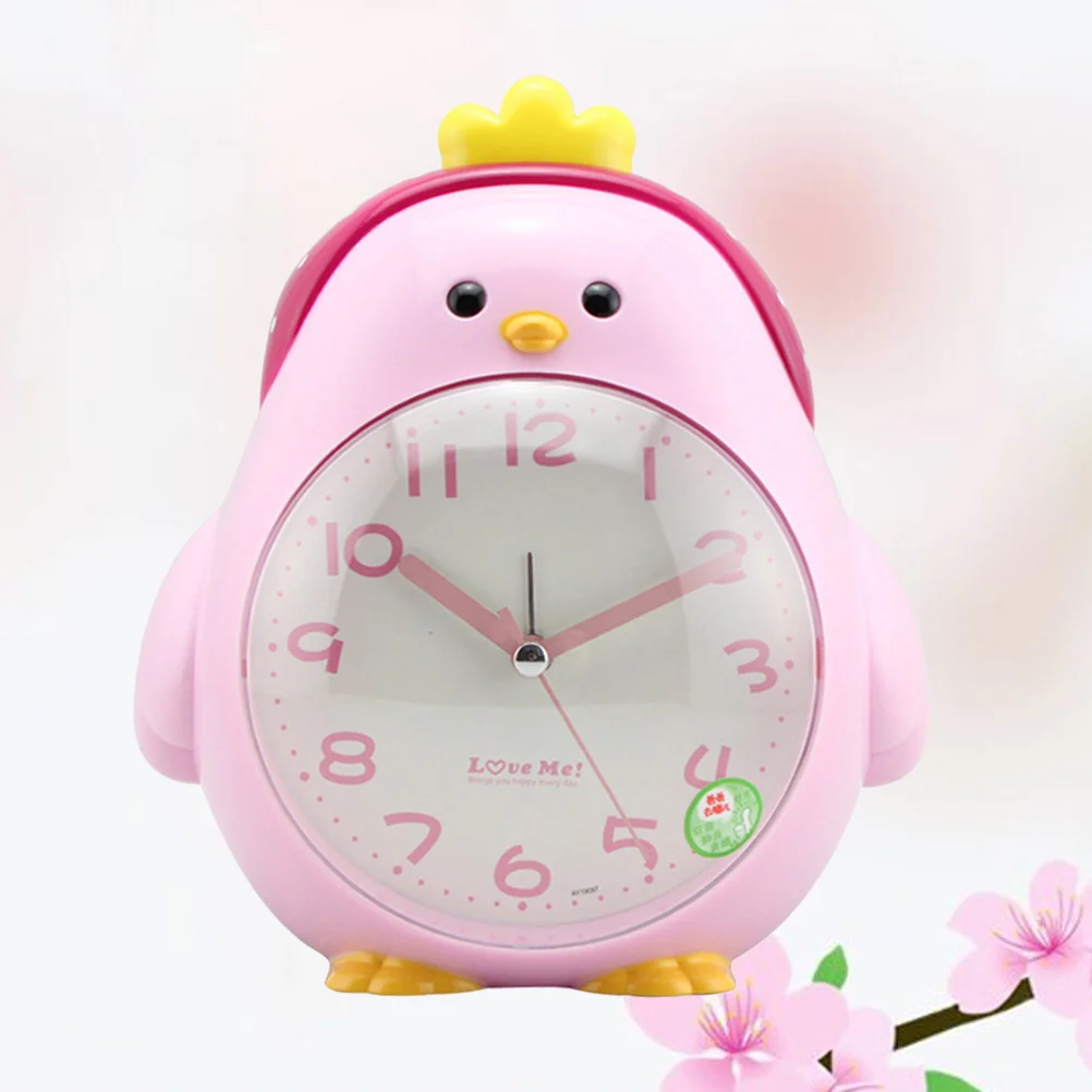 Creative Lovely Cartoon Chicken Alarm Clock ABS Plastic Night Light Silent Desktop Clock Home Decor for Student Children