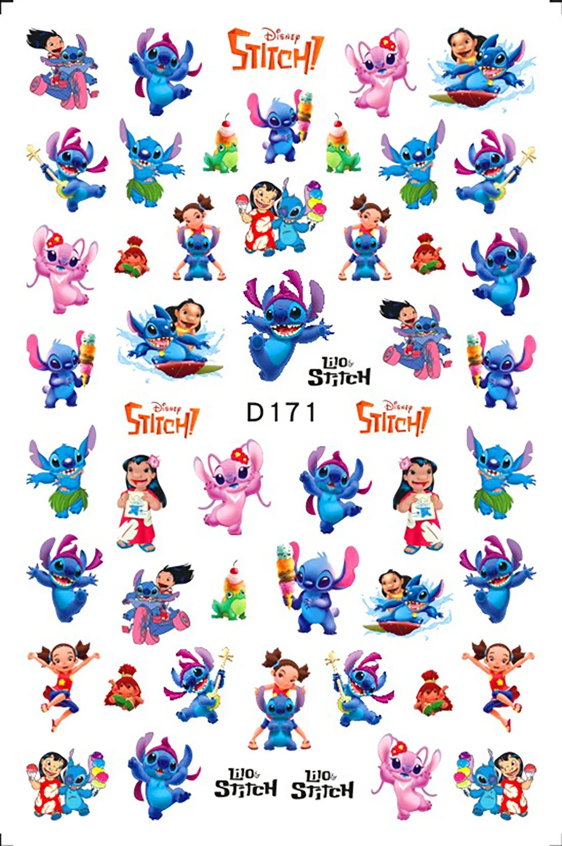 Disney Cartoon Stitch Nail Stickers Nail Art Supplies Mickey Minnie Donald Duck 3D Stickers Art Decoration Decals nail stickers nail art decoration nail decals