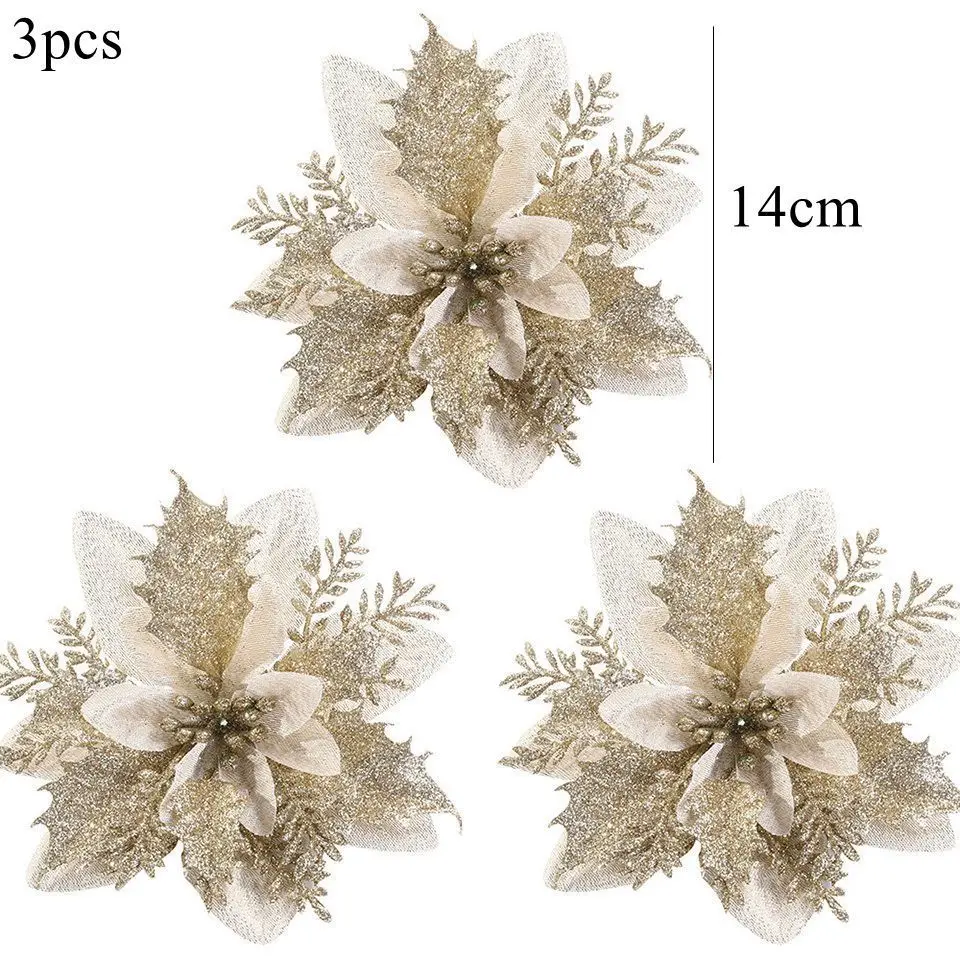 14 Branches De Pin De Noël Artificielles à Paillettes – Décorations Festives Pour Couronnes, Guirlandes Et Tables