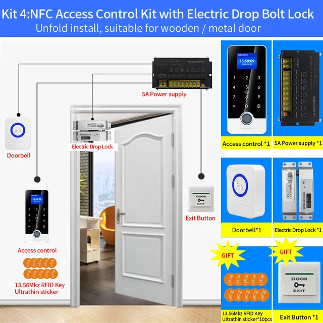 Tuya App Fingerprint RFID Access Control System Kit Smart Door Lock Electronic Gate Bluetooth Opener Home Digital Set Biometric 5