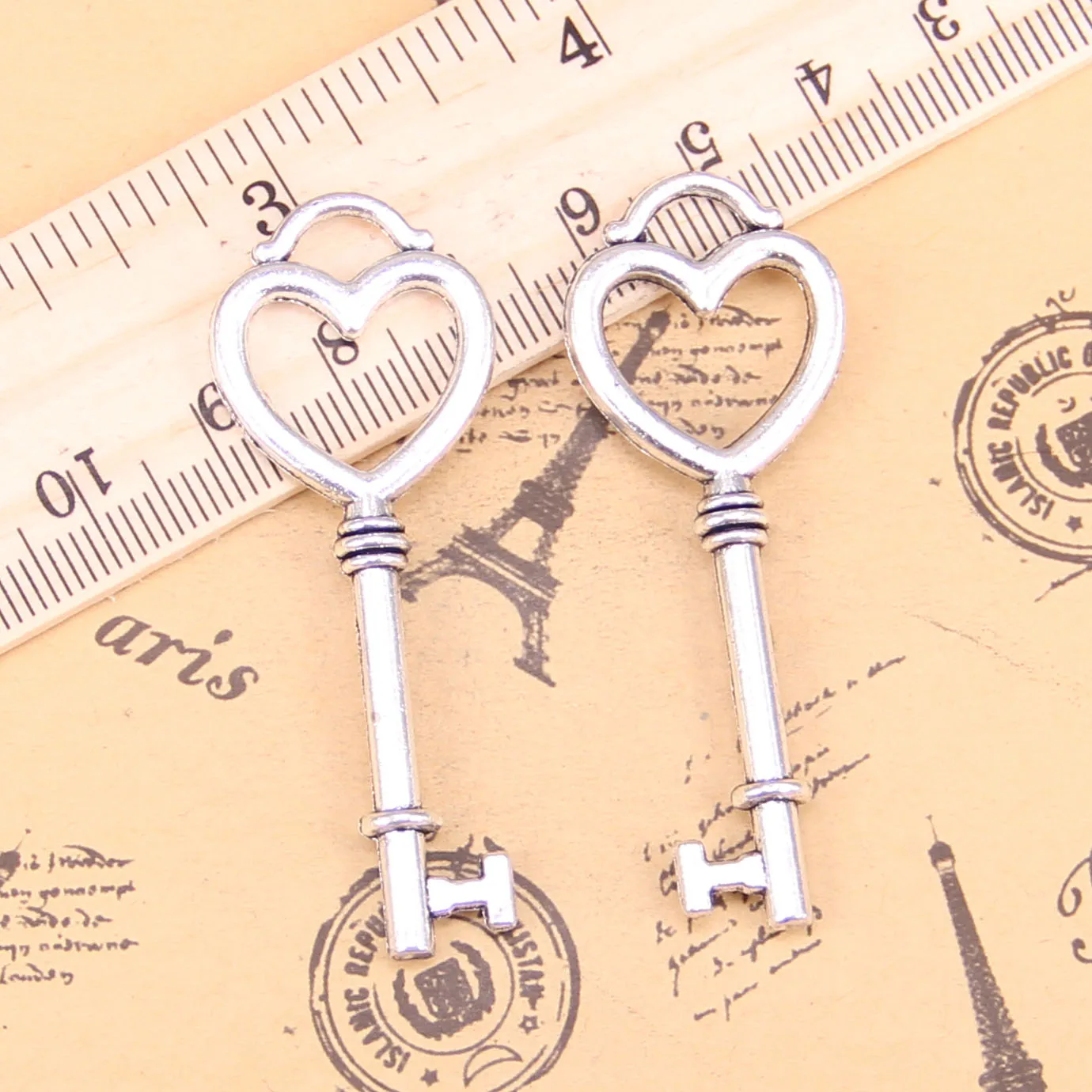 

26 шт. ювелирные изделия, подвески со скелетом в форме сердца, ключ 53x20 мм, антикварные посеребренные Подвески, изготовление ювелирных изделий своими руками