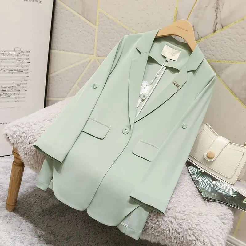 Green Suit Women's Coat Spring Autumn 2022 New Fashion Korean Long Sleeve Blazers Woman Jacket