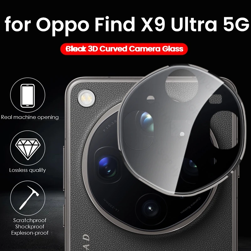 3D Black Tempered Glass Camera Protector with 9H Curved Lens Cover