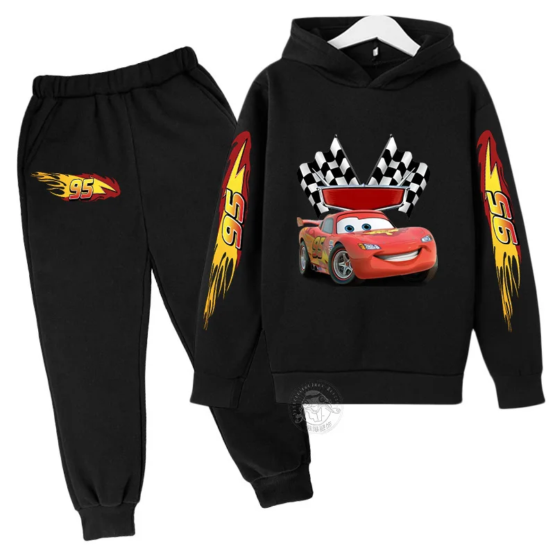 Kids Clothing Set Disney Lightning McQueen Printed Hoodie Pants Children Sports Suit Autumn Gift